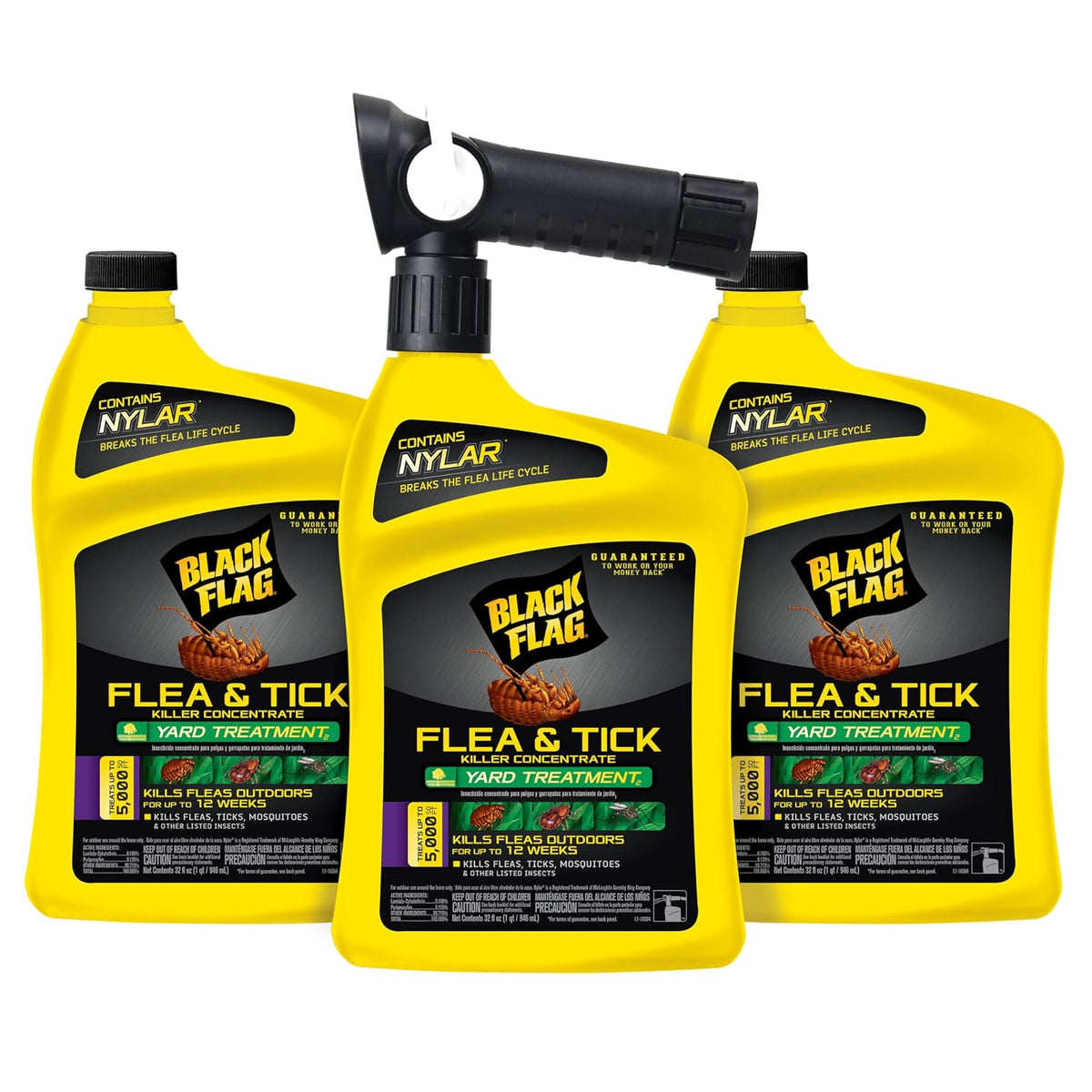 Black Flag Flea and Tick Killer Concentrate Yard Treatment, 32 Oz, 3 Pack