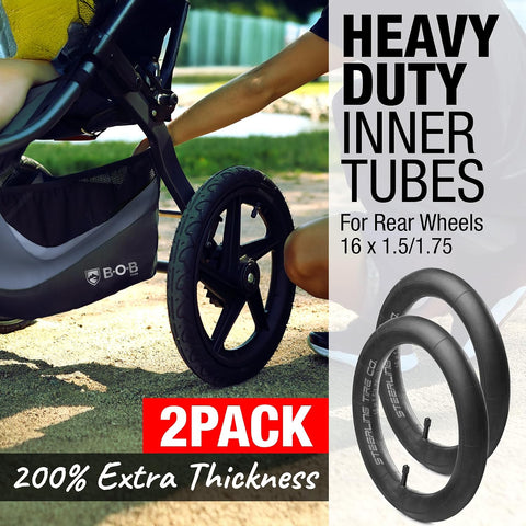 16 x 1.5/1.75 Stroller Tire Tube Heavy Duty - Thorn Resistant Inner Tube for All BOB Revolution Strollers, Sport Utility, Ironman & Alterrain [2-Pack] BOB Stroller Tire Replacement