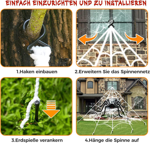 Halloween Decorations Outdoor Spider Webs:1Pcs Giant Spiders-Outdoor Use