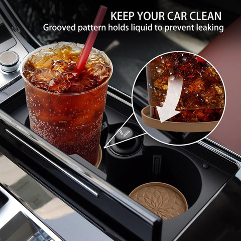 ME.FAN Car Coasters for Cup Holders [4 Pack] - 2.75In Silicone Auto Mug Mats - Universal Non-Slip Recessed Car Interior AccessoriesCoffee