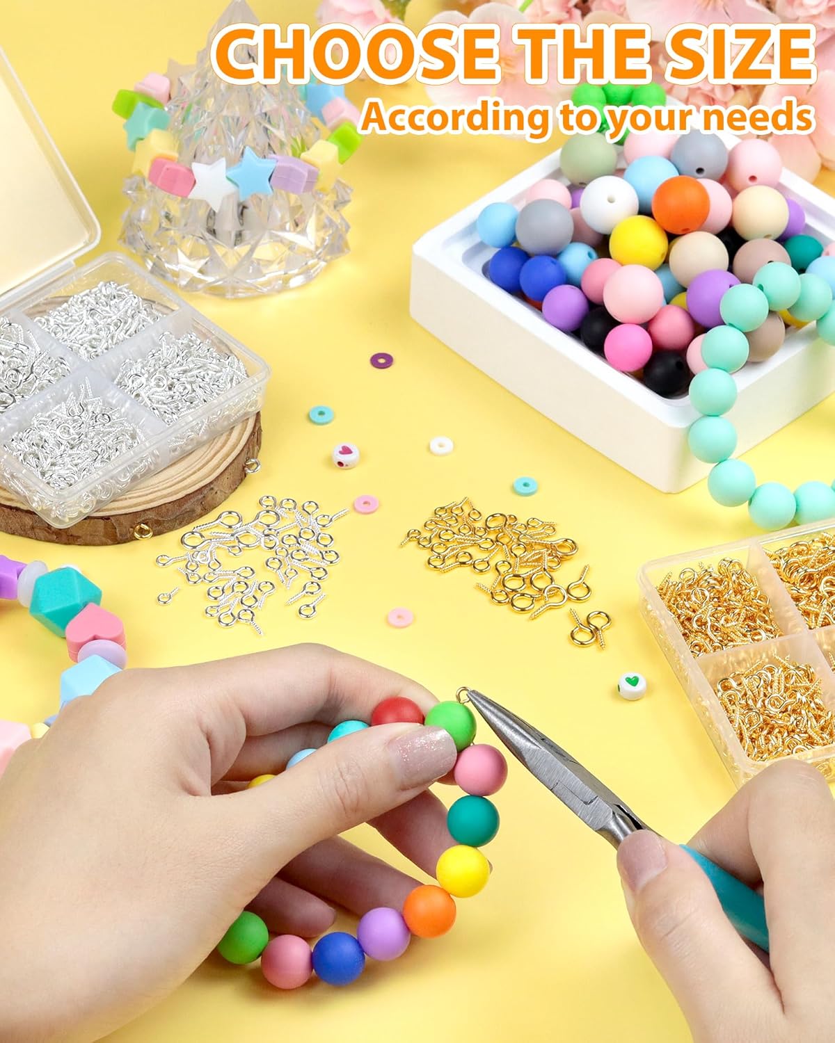FIVEIZERO 600pcs Small Eye Pins for Jewelry Making & DIY Crafts, Mini Eyelet Screws for Art Projects & Bead Charms, Tiny Eye Hooks for Crafts (Gold & Silver, 3 Sizes)