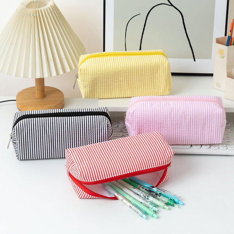 Cute Pencil Case Capacity Pencil Pouch Aesthetic Pen Bag Office Stationery Organizer Simple Sturdy Multifunctional Cosmetic Pouch (Light blue)