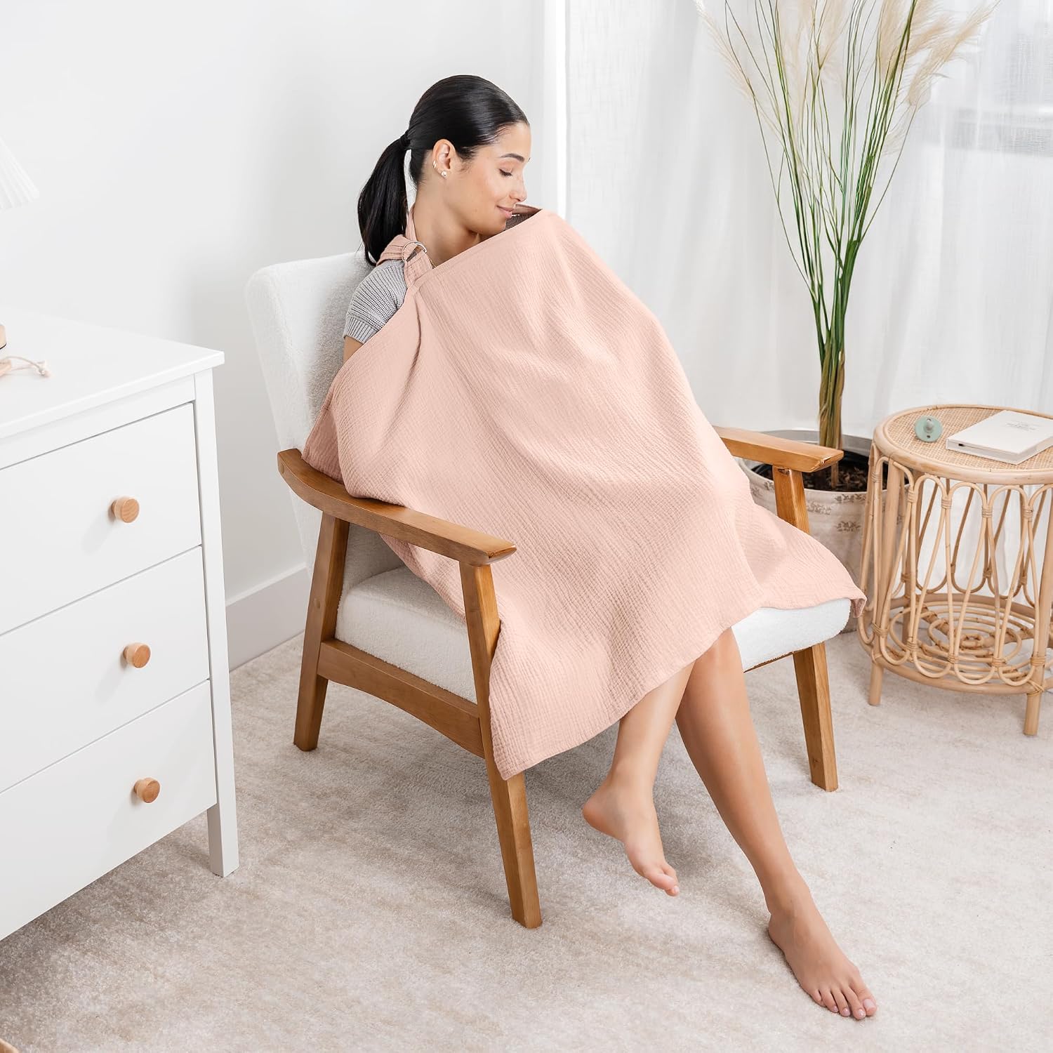 Comfy Cubs Muslin Nursing Cover - 100% Muslin Breastfeeding Cover Blush