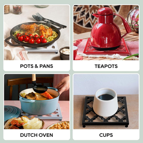 JOGREFUL Cast Iron Trivet, Kitchen Pot Heat Resistant Mat Classic Gray