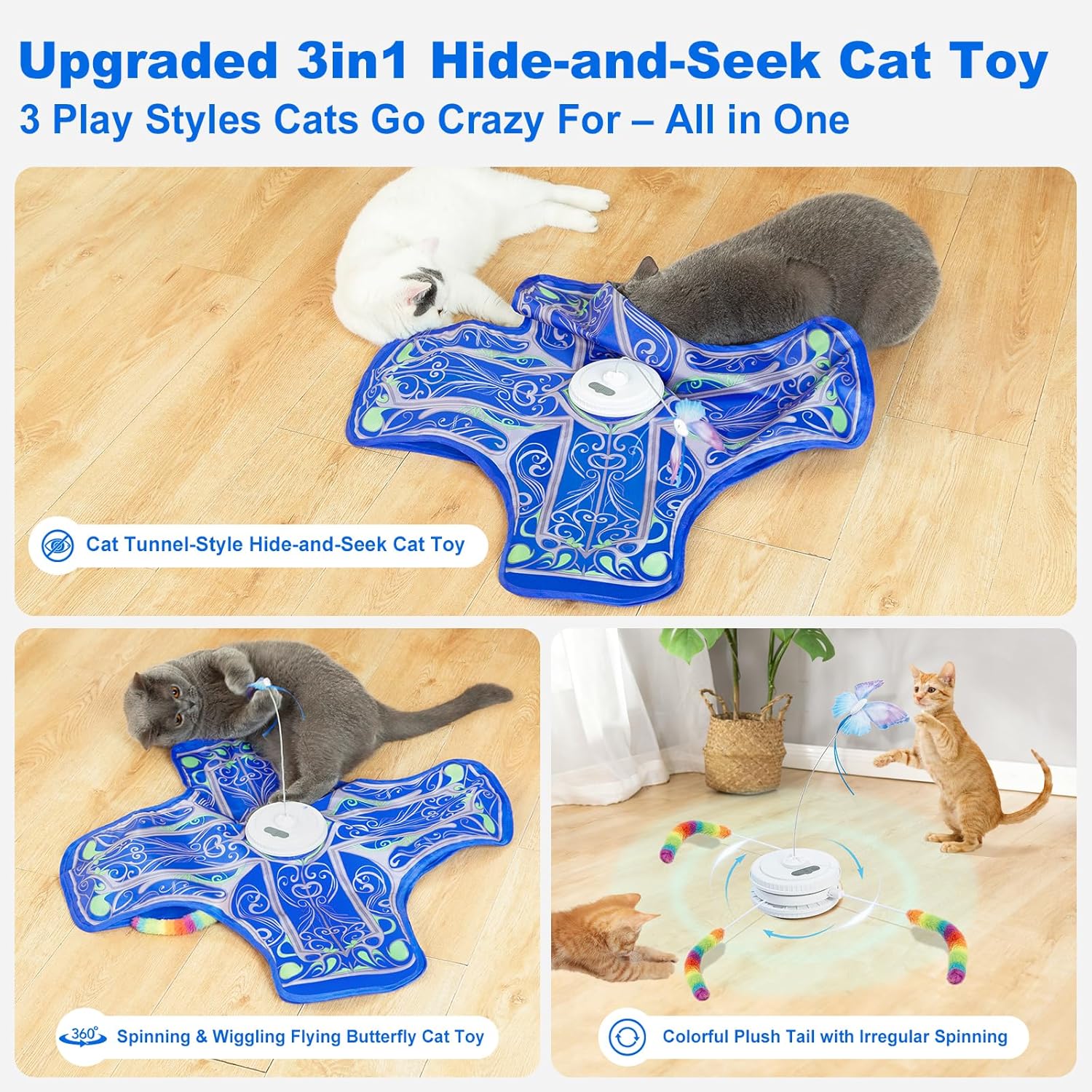 Interactive Cat Toys for Indoor Cats,Automatic Kitten Tunnel Toy