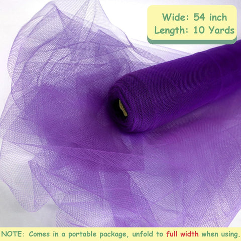 Tulle Fabric Rolls 54 Inch 10 Yards Tulle Ribbon Spool Bolt, Purple