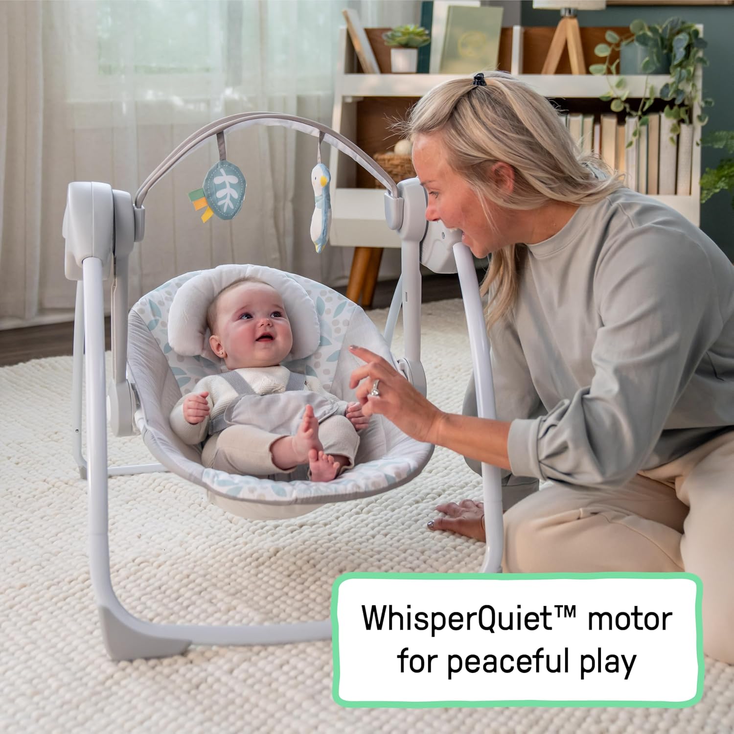 Ingenuity Comfort 2 Go Portable Swing, Newborn to 9 Months, Endless Blooms