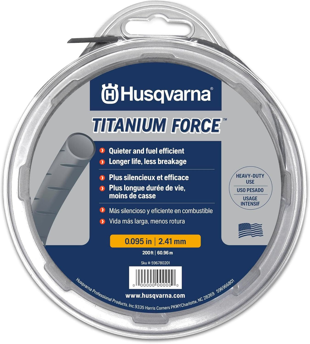 Husqvarna Titanium Force 0.095 String Trimmer Line 639005102, Outdoor Tools