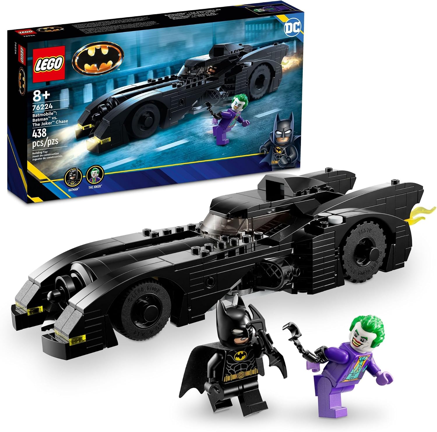 Lego DC Batmobile: Batman vs. The Joker Chase 76224 Building Toy Set, This DC Super Hero Toy Features Batman's Iconic Vehicle with Weapons and a Minifigure Compatible Cockpit, DC Gift for 8 Year Olds