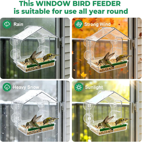 Window Bird Feeders with 5 Strong Suction Cups, Gifts for Bird Lovers