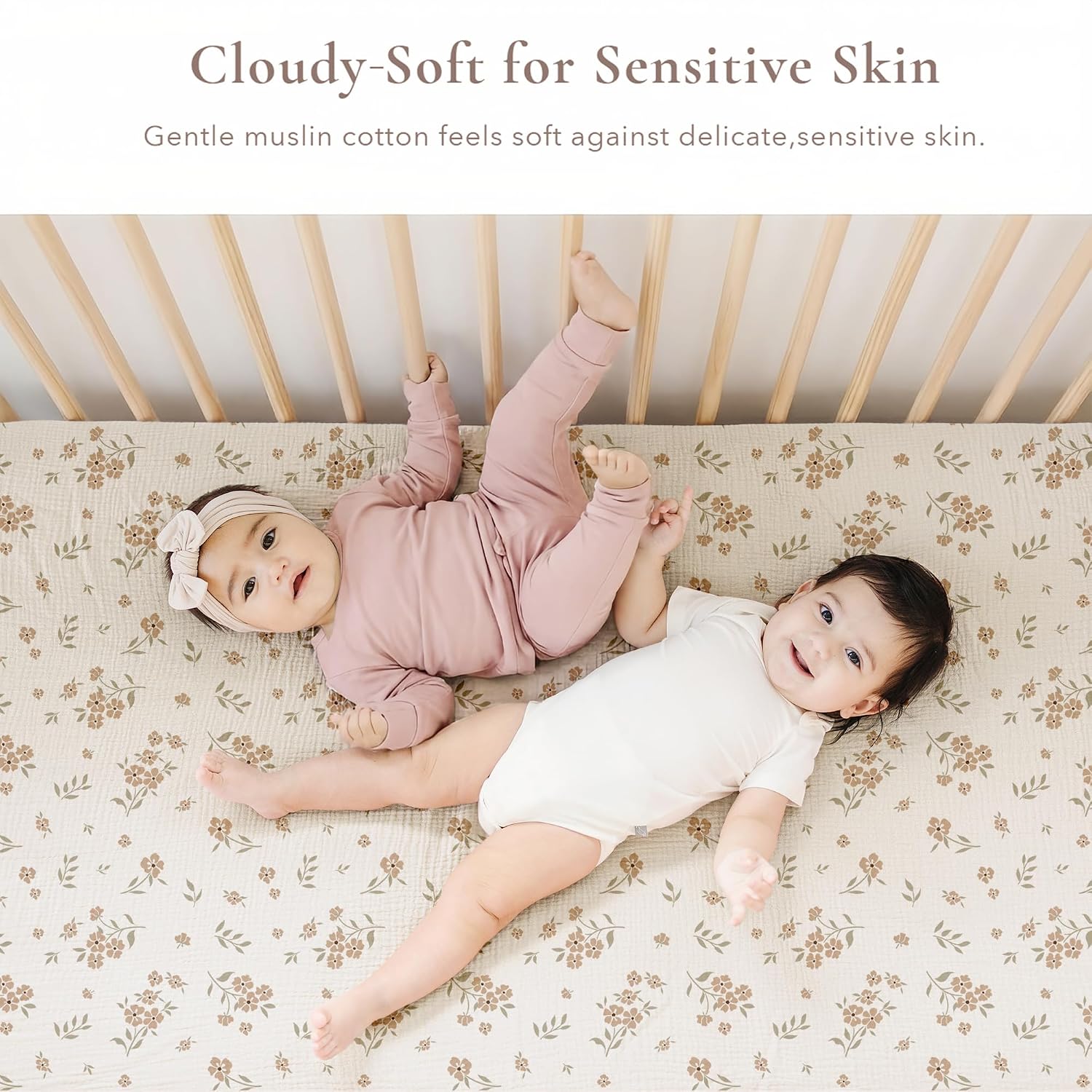 Konssy 2 Pack Muslin Crib Sheets for Standard Crib Mattress, 52" x 28"