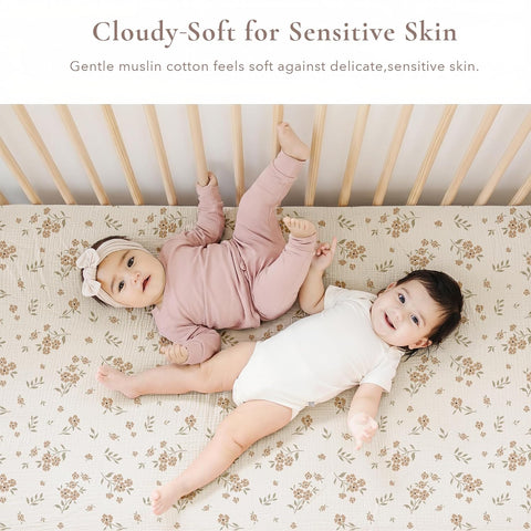 Konssy 2 Pack Muslin Crib Sheets for Standard Crib Mattress, 52" x 28"