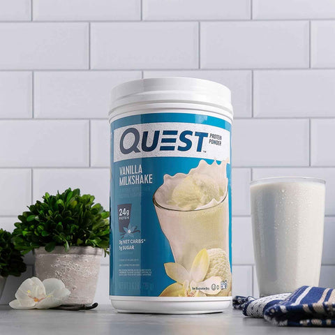 Quest Nutrition Vanilla Milkshake Protein Powder, 24g Protein, 1.6 Pound | 23 Servings, 3g Net Carbs, 1g Sugar, Low Carb, Gluten Free