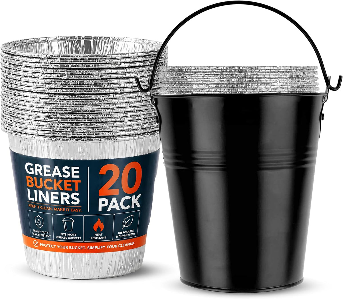 Grease Bucket for Pellet Grill with 20 Grease Bucket Liner fits Traeger Grease Bucket Liner - Replacement Traeger Drip Bucket for Pellet Grill Smoker Grease Bucket, Compatible with Pro Series 575/780