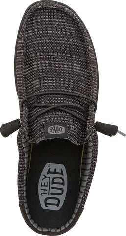 HEYDUDE Men's Wally Slip Stretch Canvas Mule, Black, Size 14