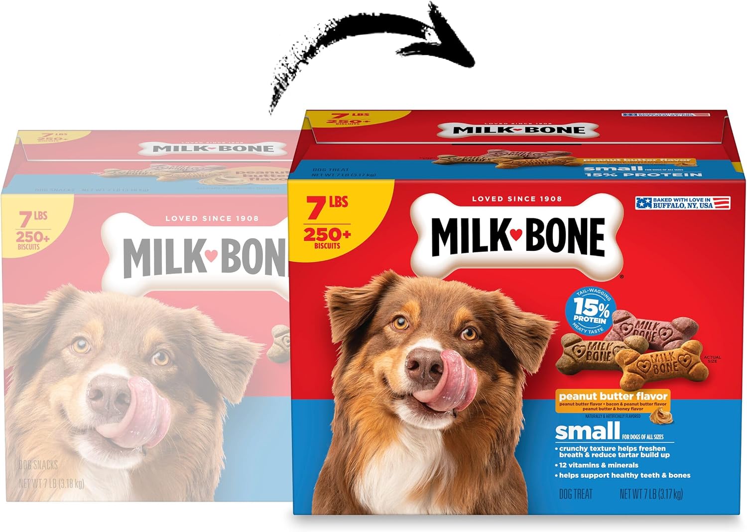 Milk-Bone Peanut Butter Flavor Biscuits, Small Dog Treats, 7 Lb.