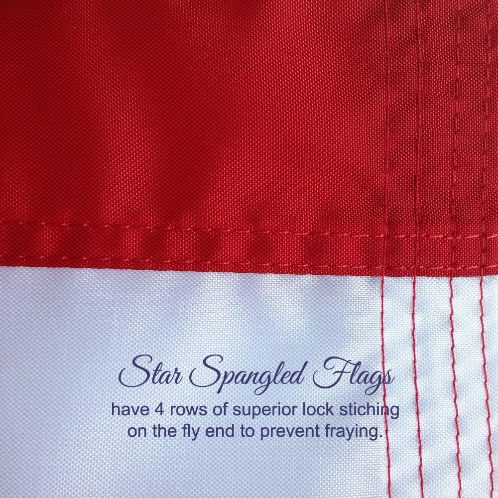 American Flag Made in USA 100% | 3x5 American Flags for Outside | US Flag 3x5 Heavy Duty Outdoor Nylon Featuring Embroidered Stars and Sewn Stripes plus Extra Quadruple Stitching on Fly End