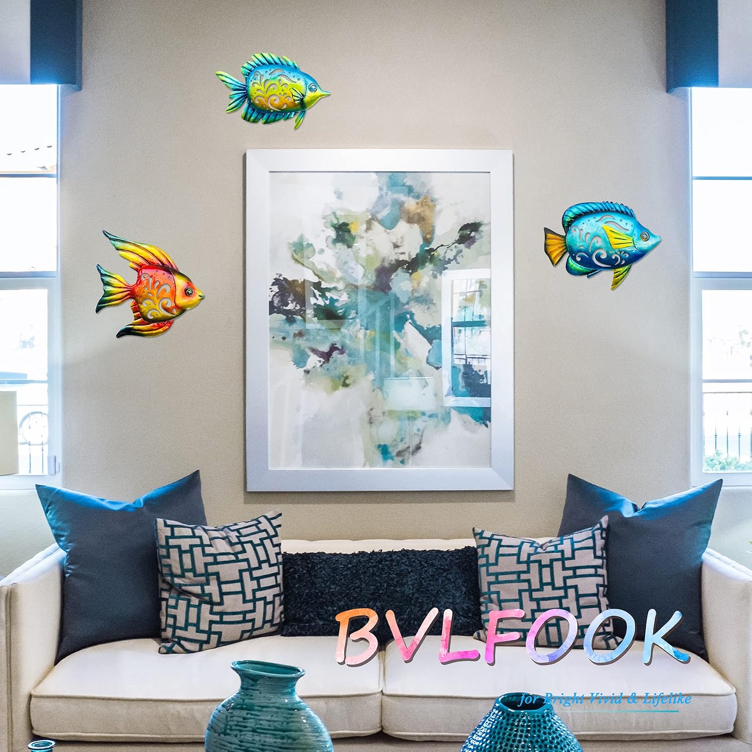Coastal Wall Decor, Ocean Tropical Fish Sea Metal Fish Garden Decorations