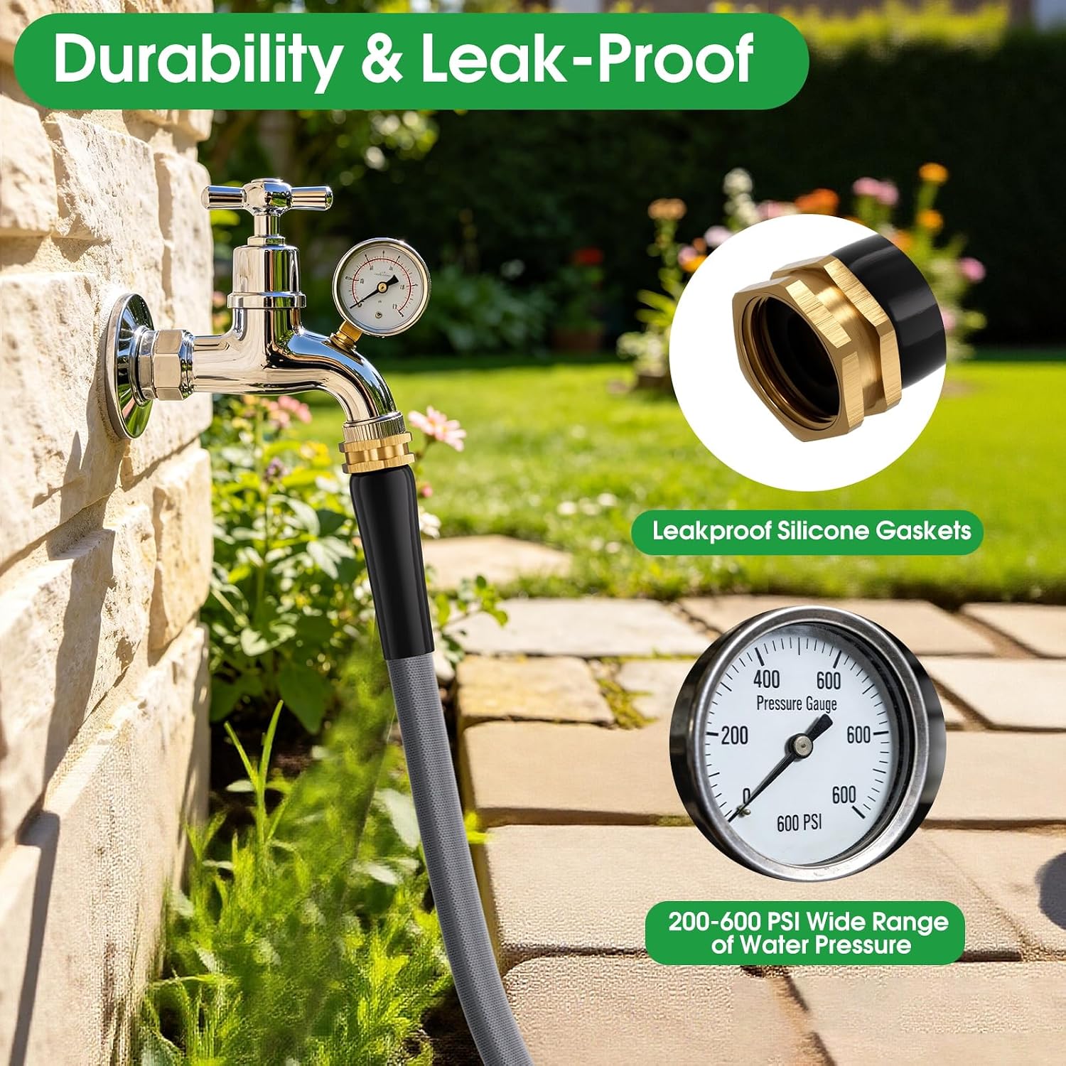 Garden Hose 25 FT, Non-Expanding Water Hose, Kink-Free
