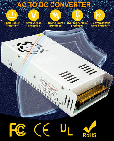 EAGWELL 110V to 24V Converter 24V Power Supply 360W 15A