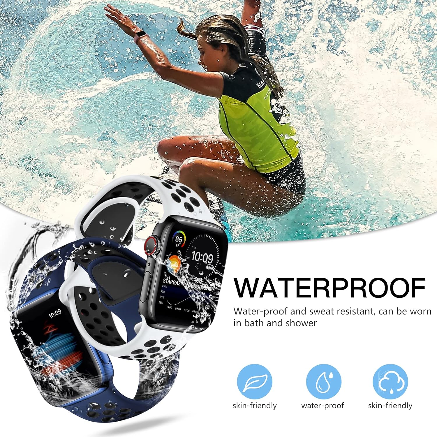 Adorve 4 Pack Sport Bands Compatible with Apple Watch Bands for Men Women 49mm 46mm 45mm 44mm 42mm 41mm 40mm 38mm,Breathable Soft Silicone Strap for iWatch Band Series 11 10 SE Ultra 9 8 7 6 5 4 3 2 1