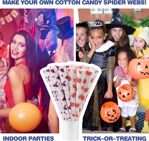 Cotton Candy Cones 50 Pack Halloween Theme - Candy Park Multicolor Paper Cones, For Cotton Candy Machines & Candy Floss Sugar, Party Supplies for Trick-or-Treating, Carnival & Consession Stand