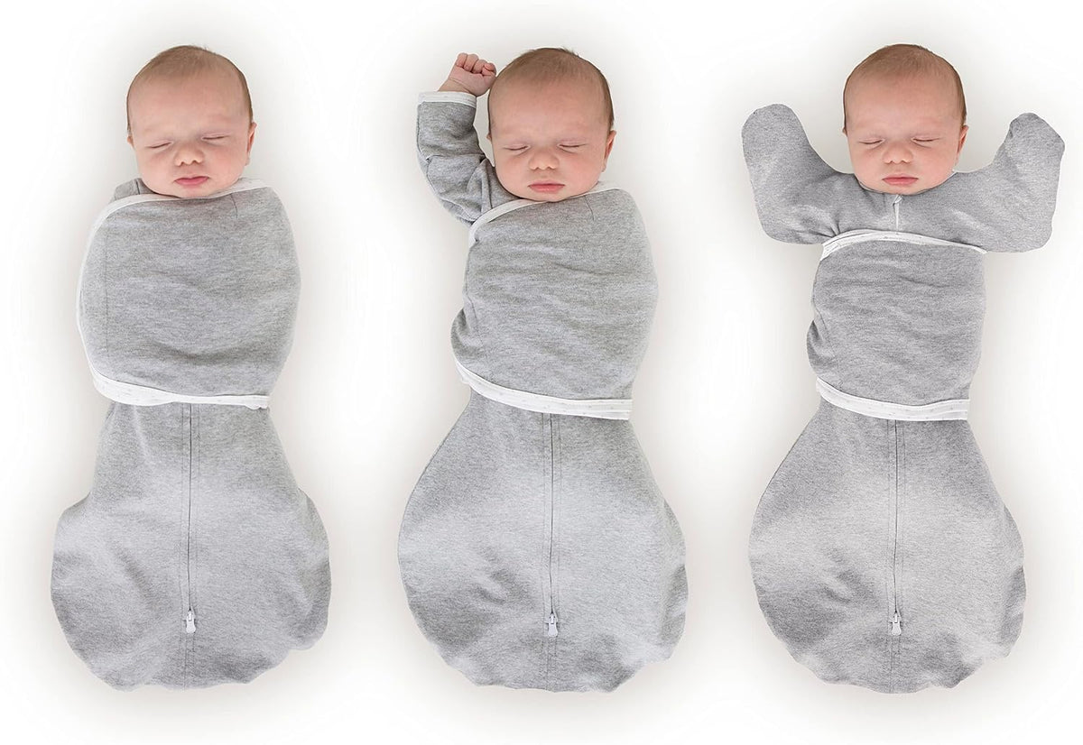 SwaddleDesigns 6-Way Omni Swaddle Sack, Arms Up Swaddle for Newborn, More Options to Calm Startle Reflex, Improves Sleep, Small, 0-3 Month, 6-14 lbs, Heathered Gray