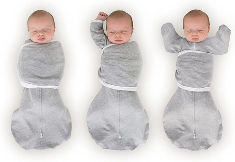 SwaddleDesigns 6-Way Omni Swaddle Sack, Arms Up Swaddle for Newborn, More Options to Calm Startle Reflex, Improves Sleep, Small, 0-3 Month, 6-14 lbs, Heathered Gray