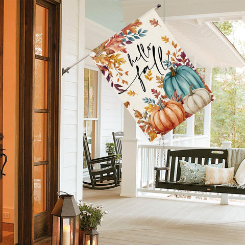 AVOIN colorlife Hello Fall House Flag 28x40 Inch Double Sided Outside