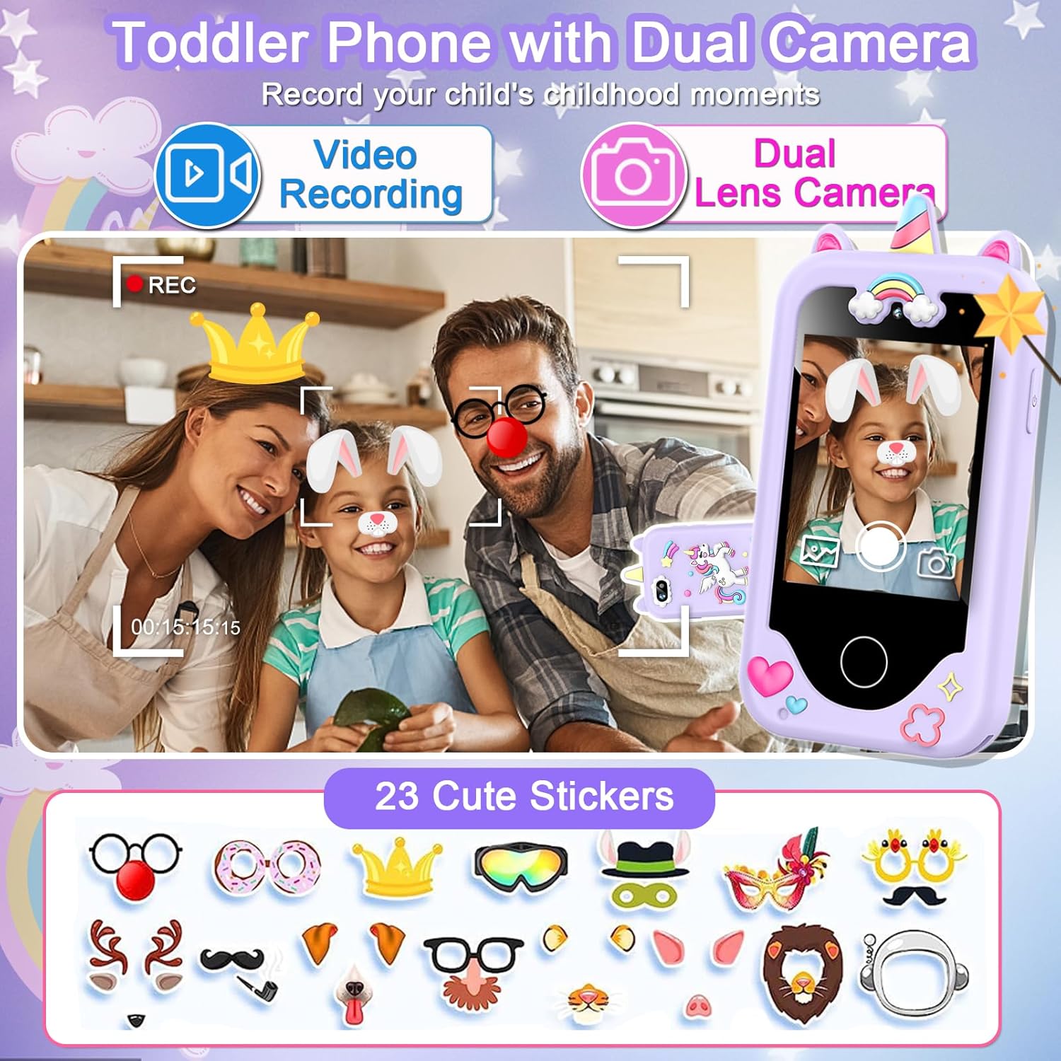 Kids Smart Phone for Girls, Christmas Birthday Gifts for Girls Age 3-10