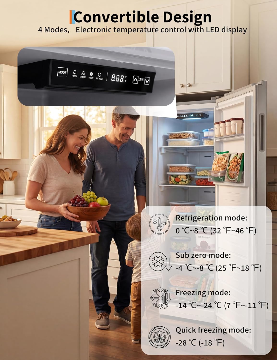 11 Cu.ft. Convertible Upright Freezer,Garage Ready Refigerator with Freezer