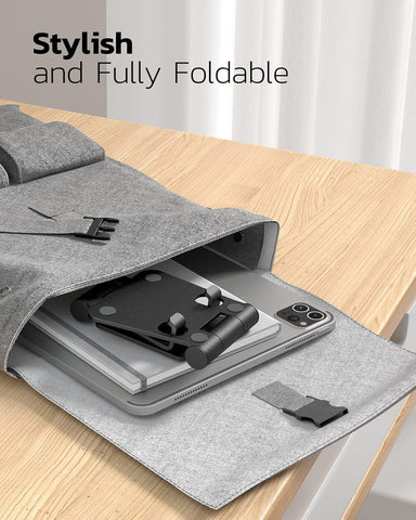Nulaxy Full Aluminum Dual Folding Cell Phone Stand for Desk, Black