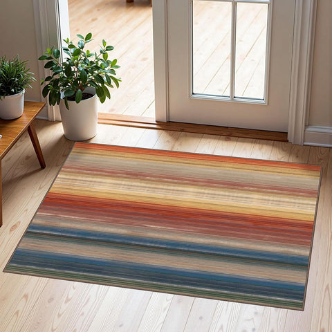 Front Door Mat Indoor Outside Entrance 2x3 Modern Ombre Rainbow Rug