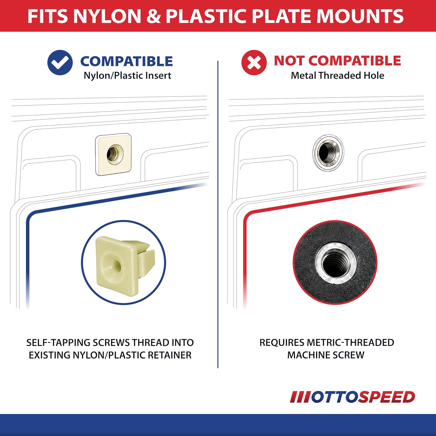 OttoSpeed Rustproof License Plate Screws (4-Pack, Black-Phillips)