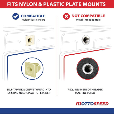 OttoSpeed Rustproof License Plate Screws (4-Pack, Black-Phillips)