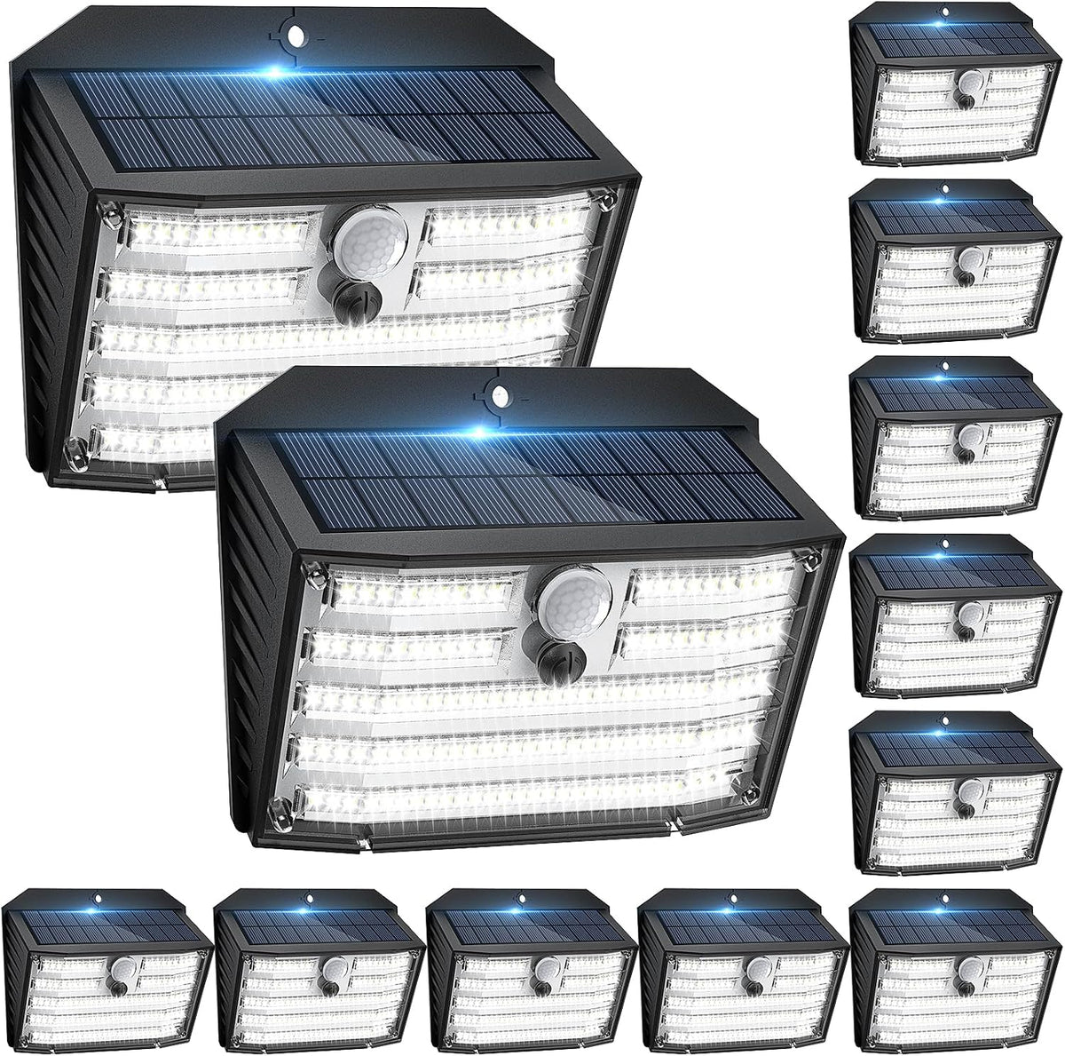 [12 Packs] Solar Motion Lights Outdoor, Ultra Bright Solar Fence Lights with Motion Sensor, IP65 Waterproof Security Light 3 Modes, 270° Lighting Angle, Wall Lights for Deck Patio Fence Garage Door