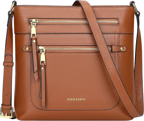 Over Earth Crossbody Bags for Women Leather Purses with Multiple Pockets