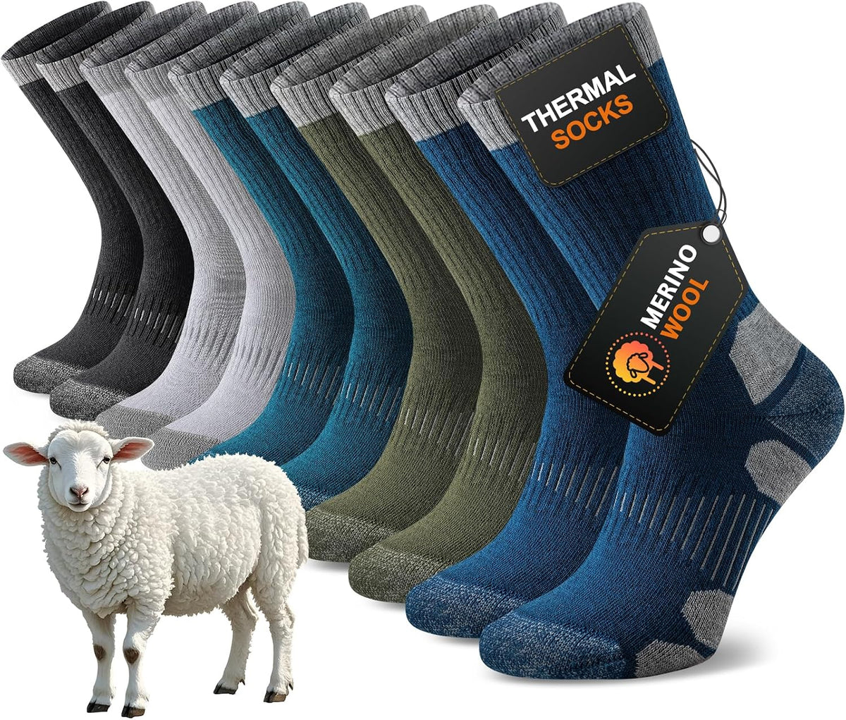 Niorasen Merino Wool Socks for Men & Women, Thermal Winter Crew Warm Socks