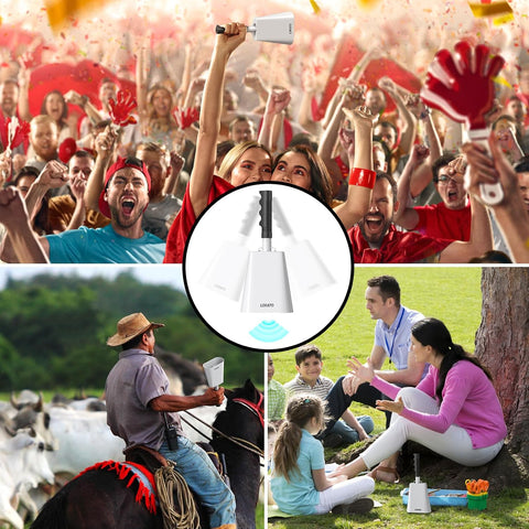 LEKATO 10 Inch Cowbell Noise Makers, Cow bell with Handle for Sporting Events Cheering Steel Cow Bell for Football Games,Party, Concert, Graduation, School, Farm Ranch(White)