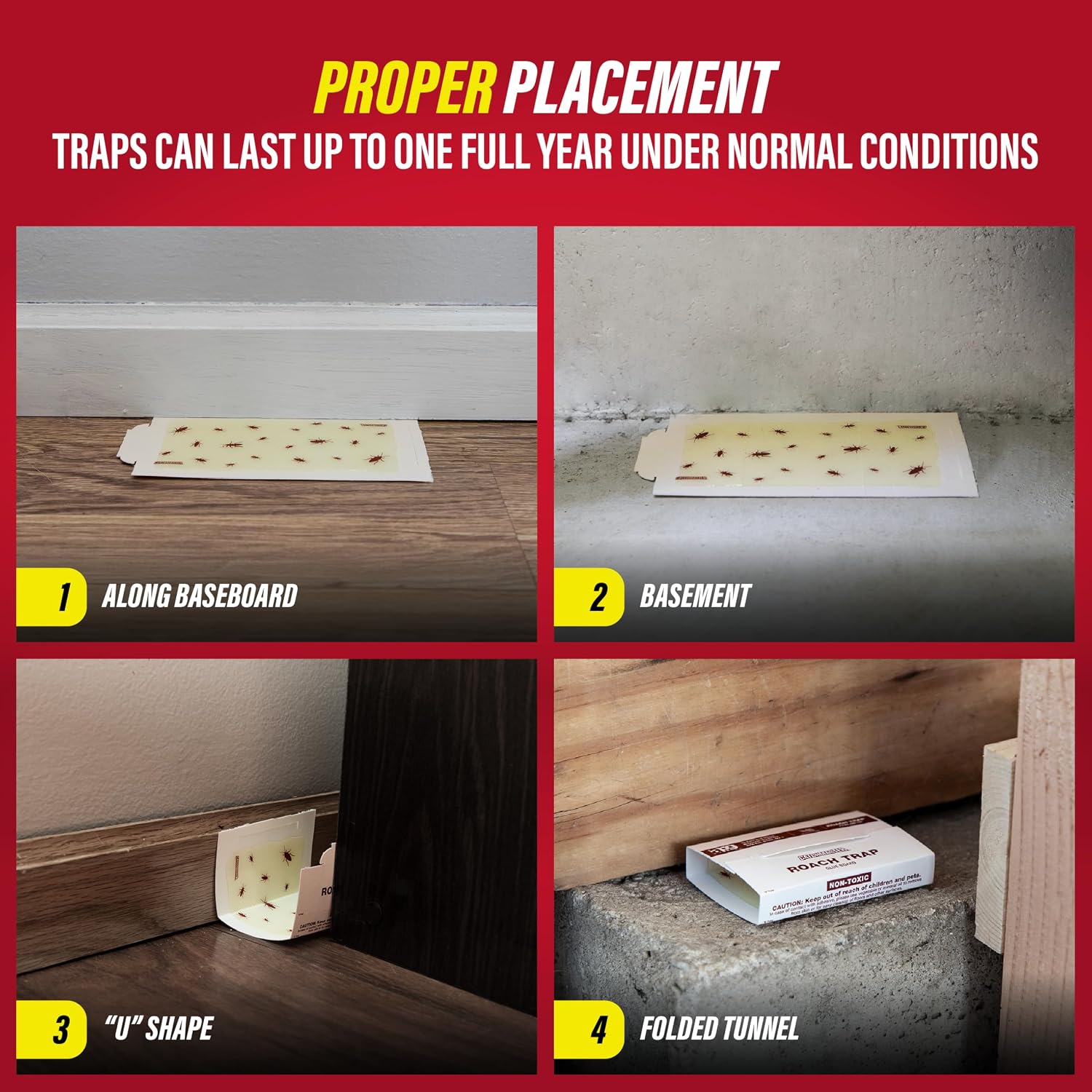 Catchmaster Roach Traps Indoor 6 Pack, Sticky Glue Board Cockroach Traps