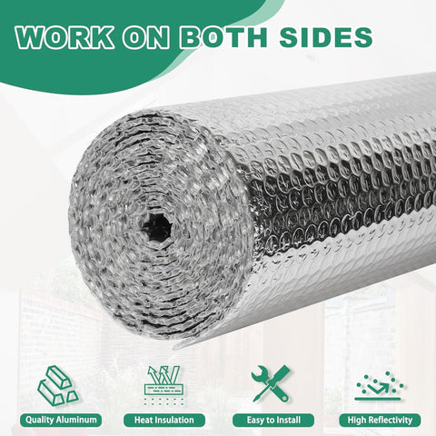 FONUNO Bubble Insulation Sheet, Reflective Insulation Roll, 23.6IN X 10FT