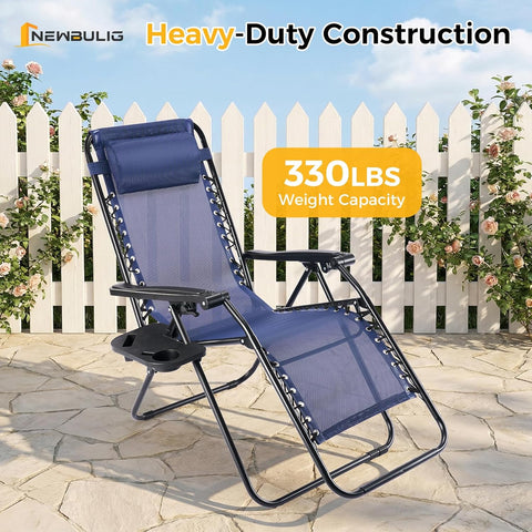 NEWBULIG Zero Gravity Chairs Set of 4, Folding Lounge Recliner Chair