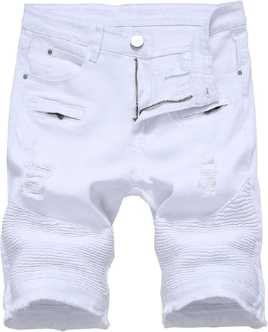 Enrica Men's Ripped Distressed Slim Fit Holes Denim Shorts