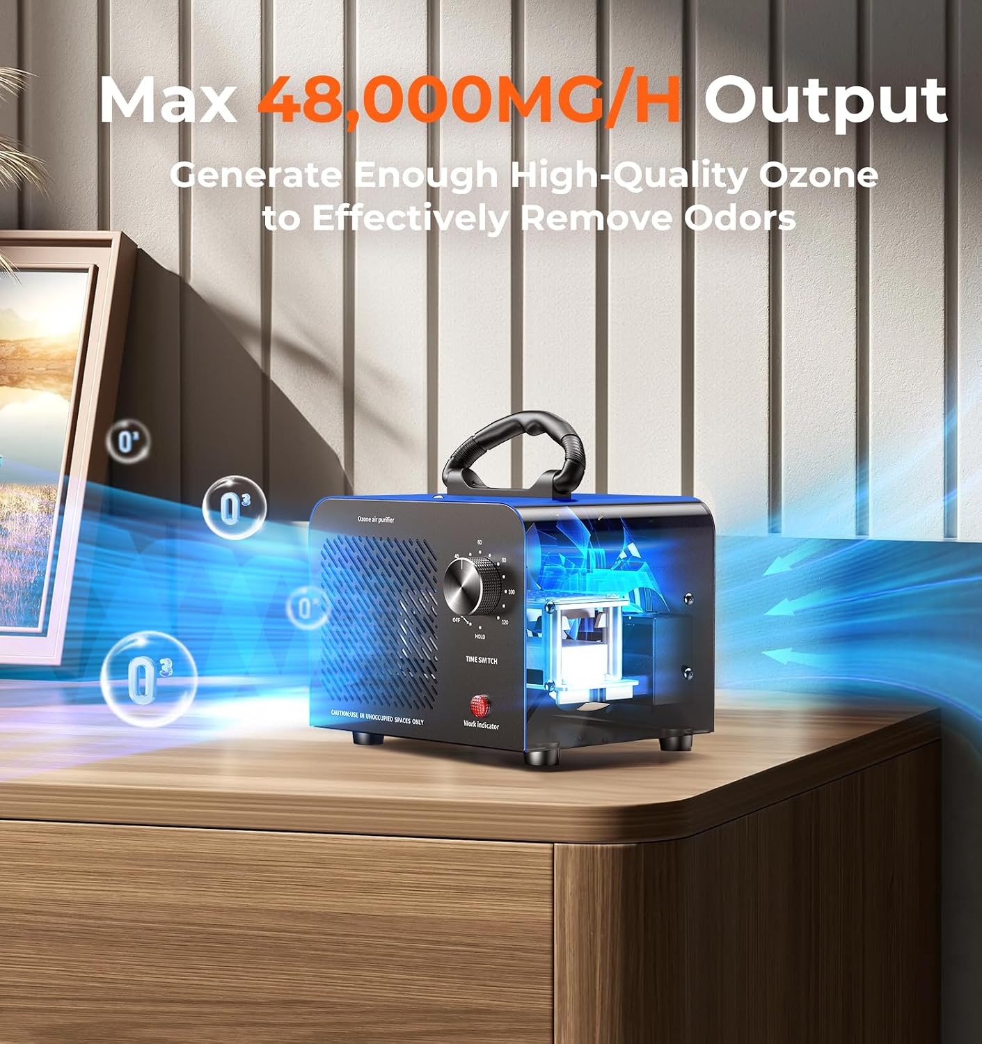 Hadlook Ozone Generator, 48,000mg/h High Capacity O3 Ozone Machine, Blue