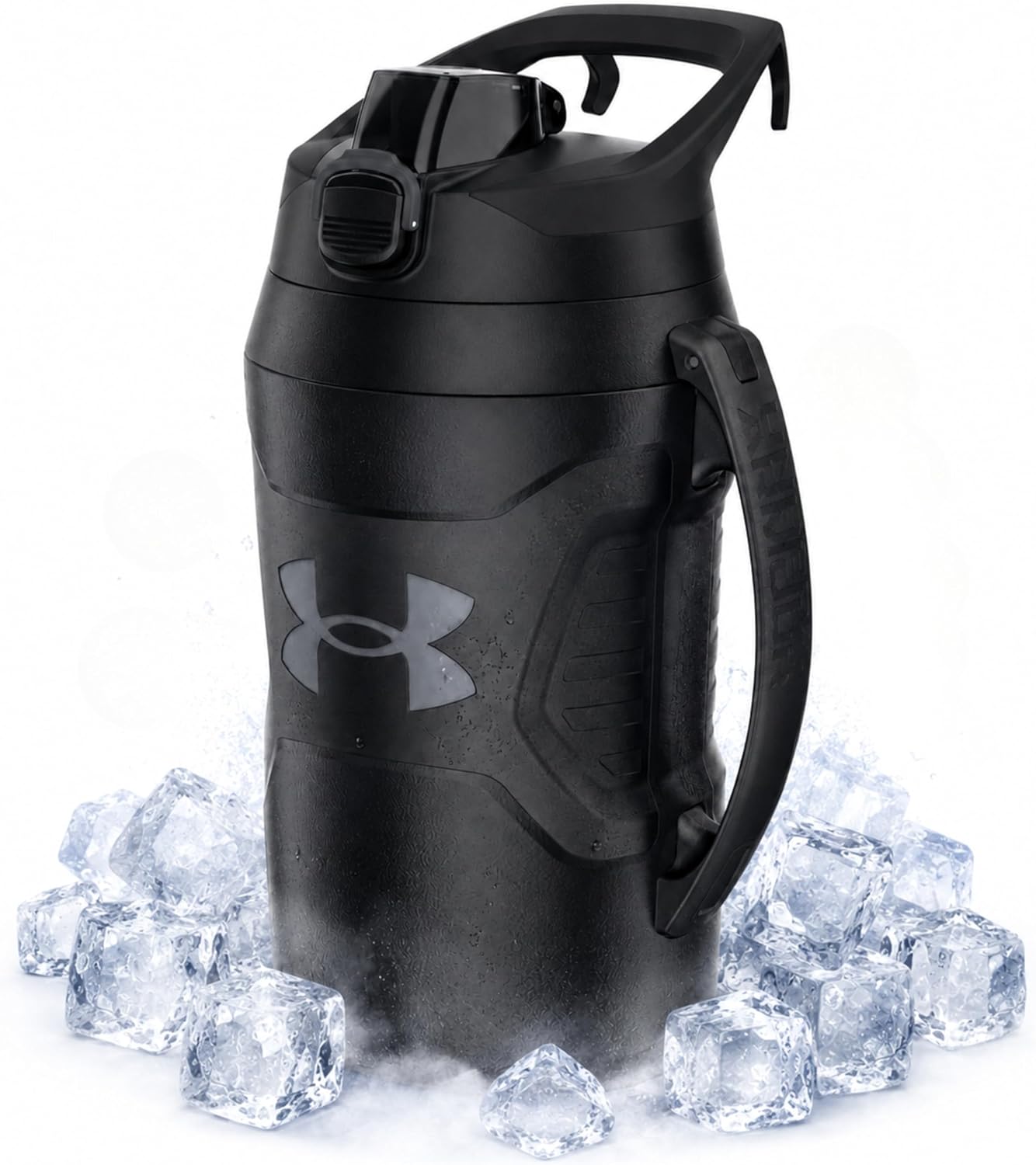 Under Armour Insulated Water Bottle with Handle & Fence Hook, Half Gallon Sports Water Jug, Leak-Resistant & BPA-Free for Baseball, Football & Gym - Black/Black, 64oz