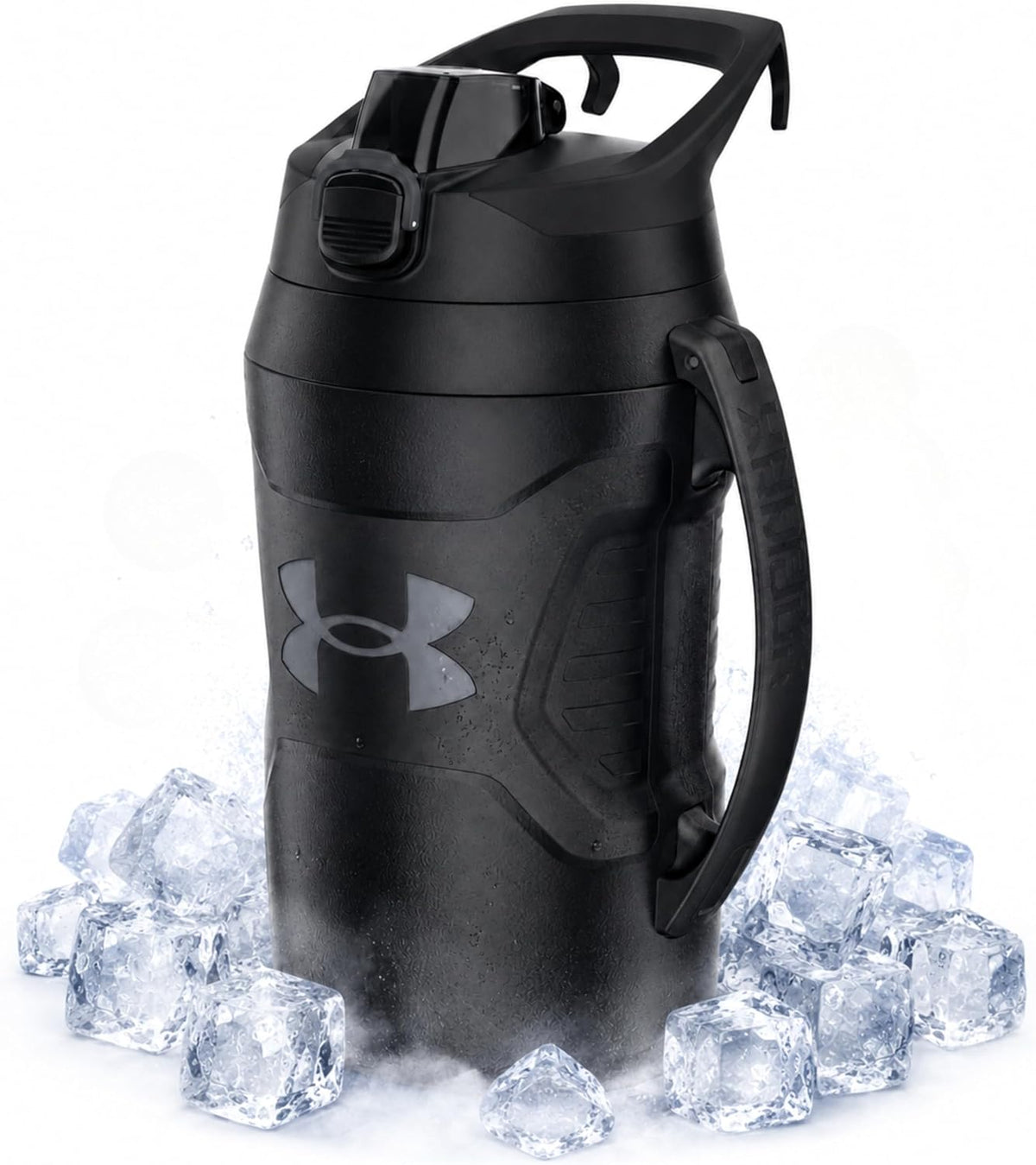 Under Armour Insulated Water Bottle with Handle & Fence Hook, Half Gallon Sports Water Jug, Leak-Resistant & BPA-Free for Baseball, Football & Gym - Black/Black, 64oz