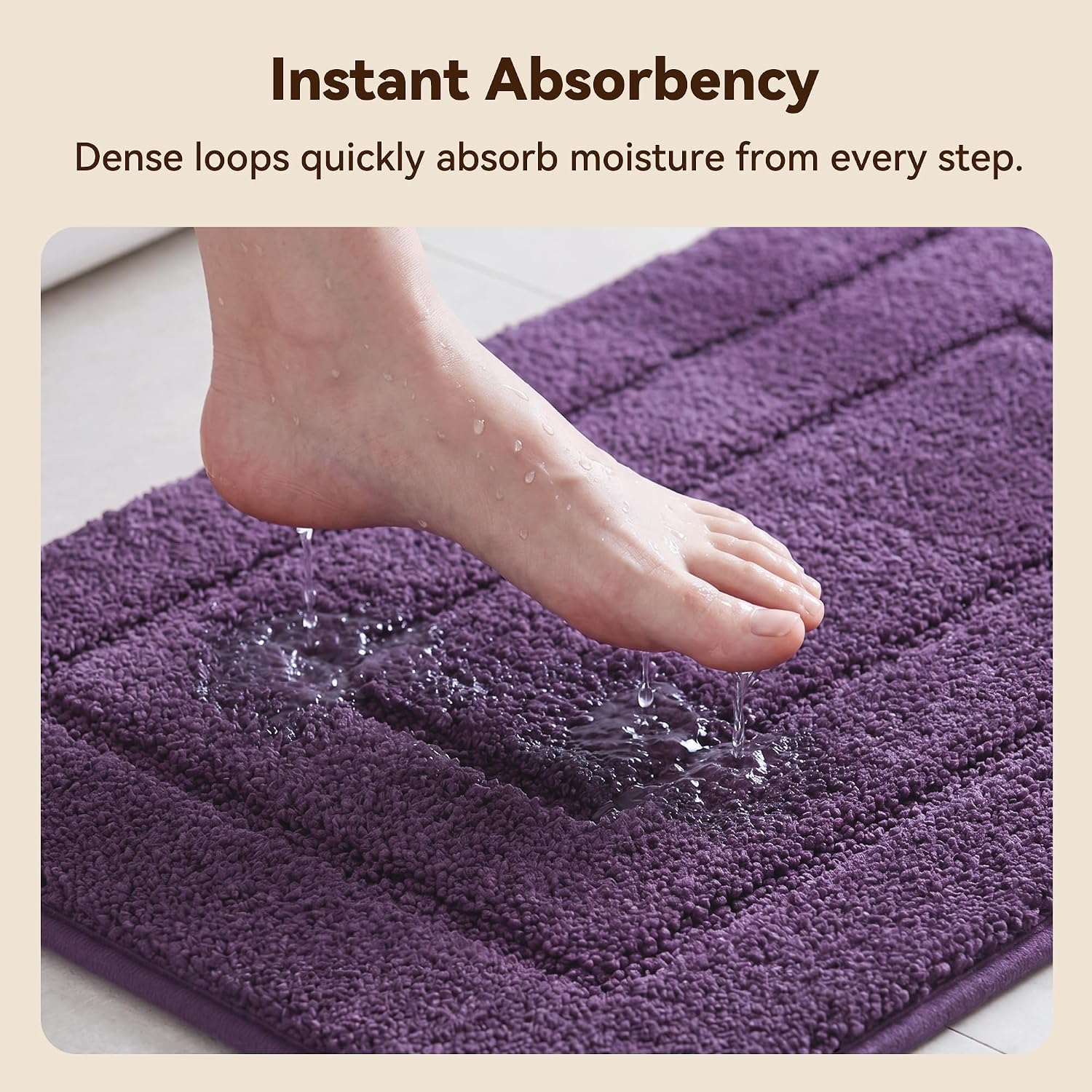 GRANNY SAYS Purple Bathroom Rug 32" x 20", Non-Slip Microfiber Bath Mat