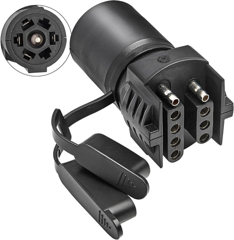 Oyviny 7 Pin Round to 4 and 5 Pin Flat Blade Trailer Adapter, 7 Way to 5 Way Trailer Plug Adapter 2-in-1 Design