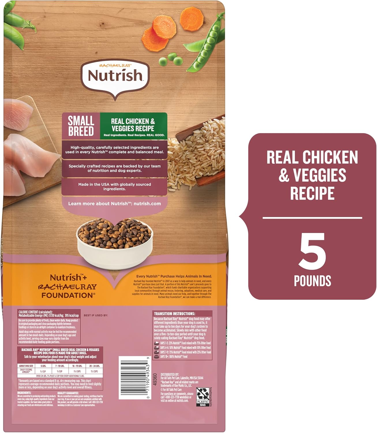 Nutrish Small Breed Dry Dog Food with Chicken, 5 lb. Bag (Rachael Ray)