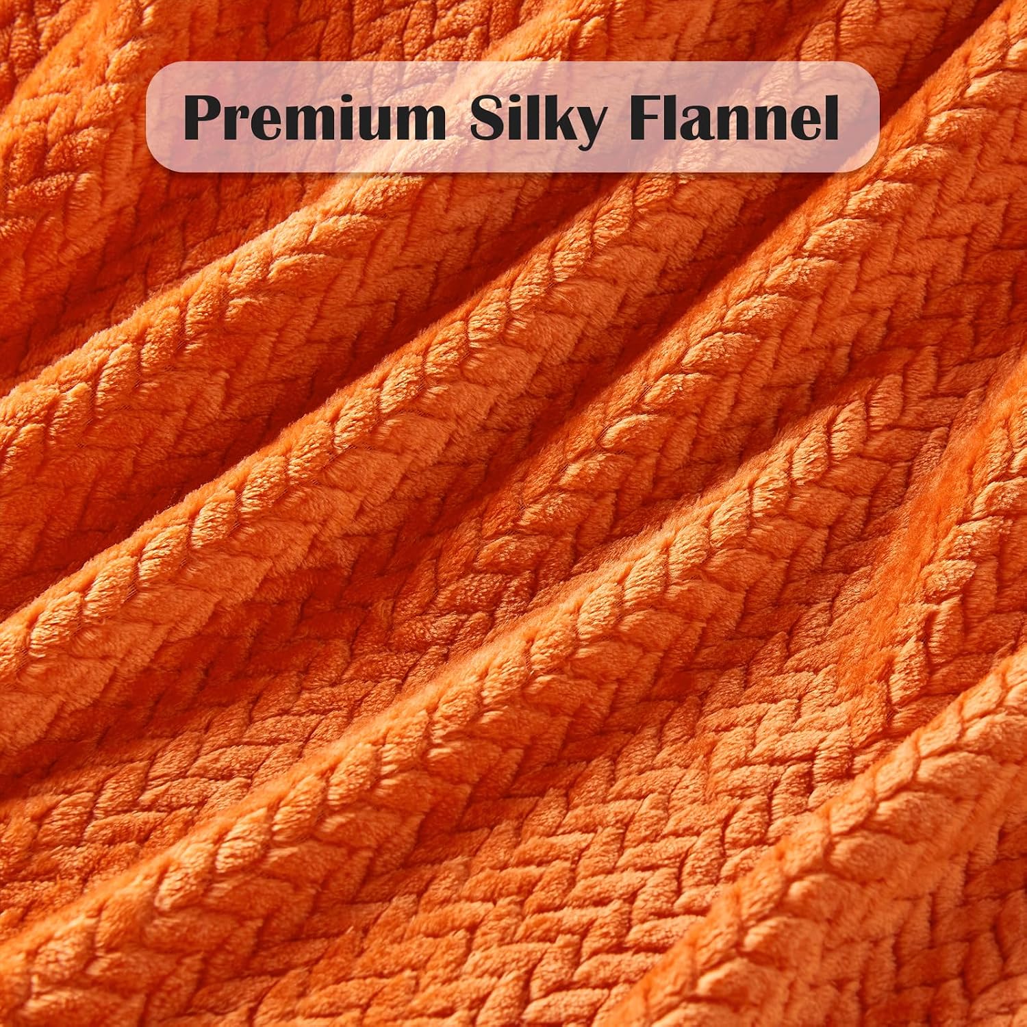 NEWCOSPLAY Fleece Leaves Pattern Throw Blanket, Orange, 50"x60"